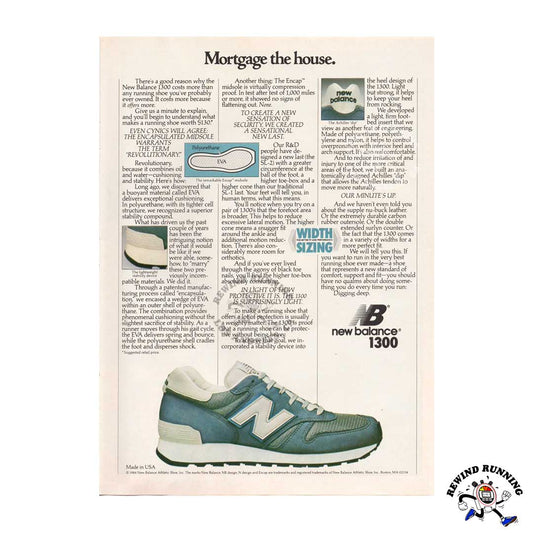New Balance 1300 Vintage Sneaker Running Shoes Print Ad from 1984