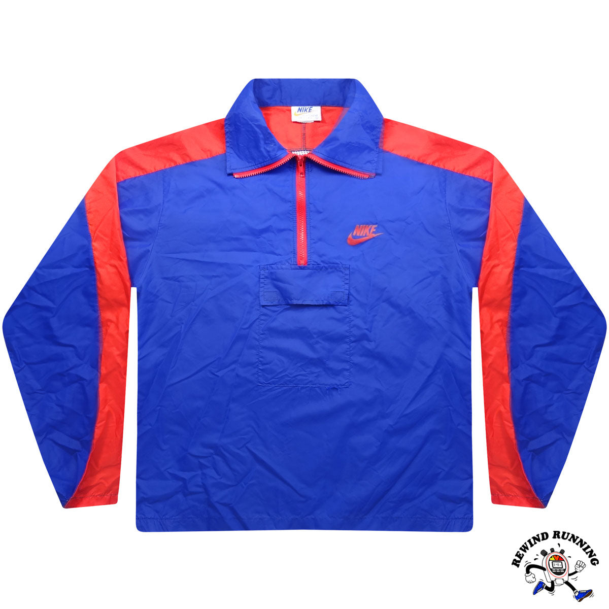 Nike OG Vintage 'Orange Tag' Zip Pullover Windbreaker 70s 80s Blue Red Track Jacket Anorak Large Front