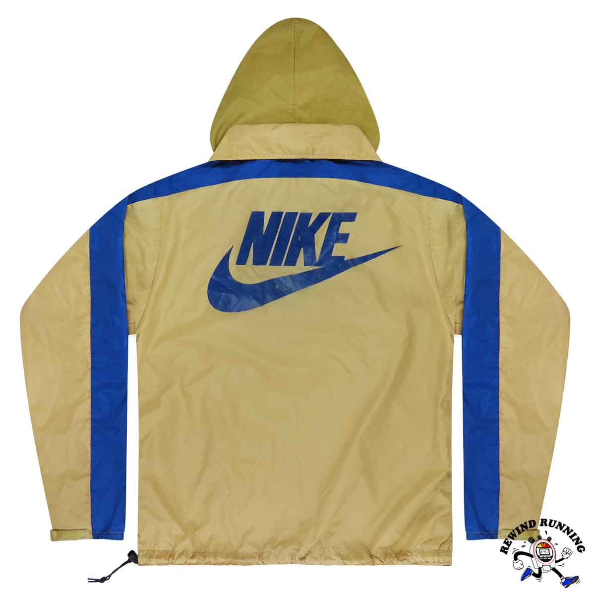 Vintage beige jacket with blue accents and Nike logo on a white background