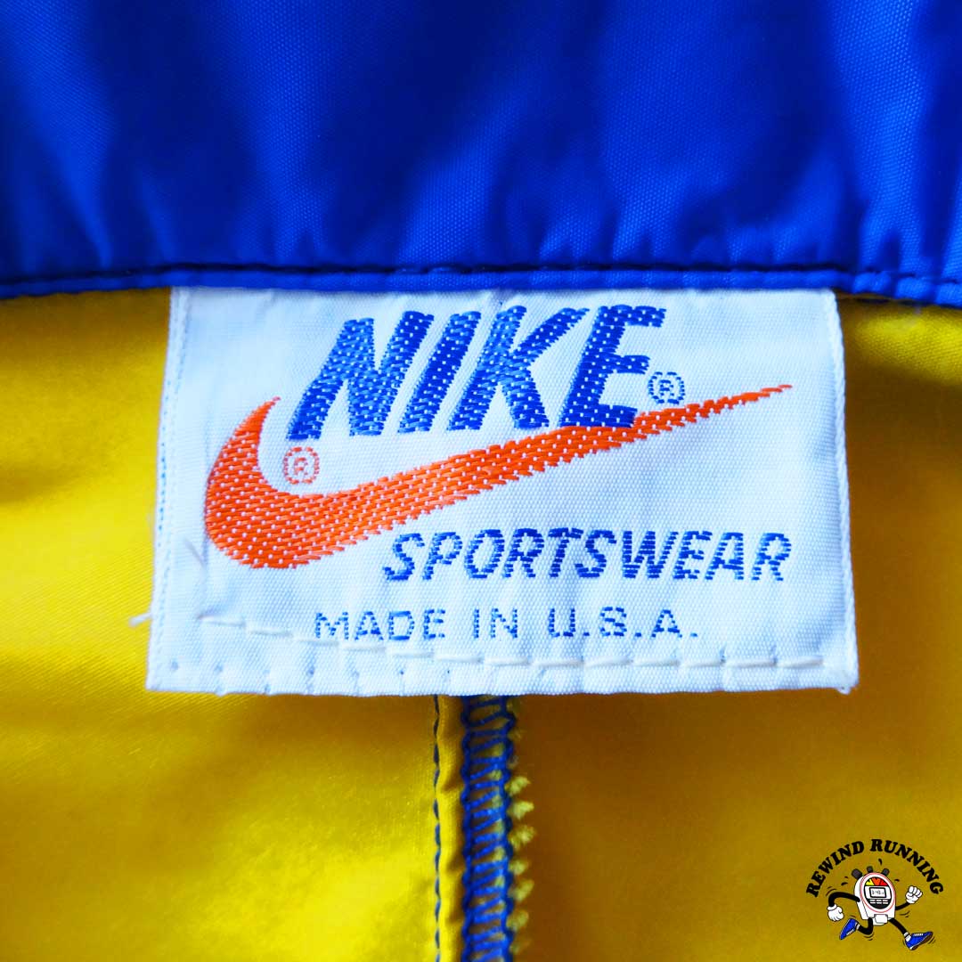 Nike Vintage Men's 70s 80s Blue Yellow Windbreaker 'Orange Tag' Made in USA Size Label XXL