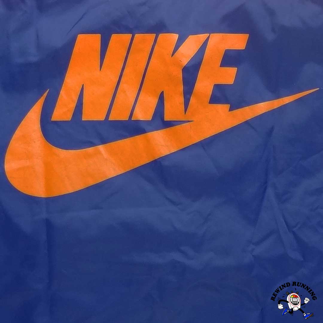 Nike Vintage Men's M 'Orange Tag' Blue Orange Windbreaker 70s 80s Zip Pullover Track Jacket Rear Nike Logo