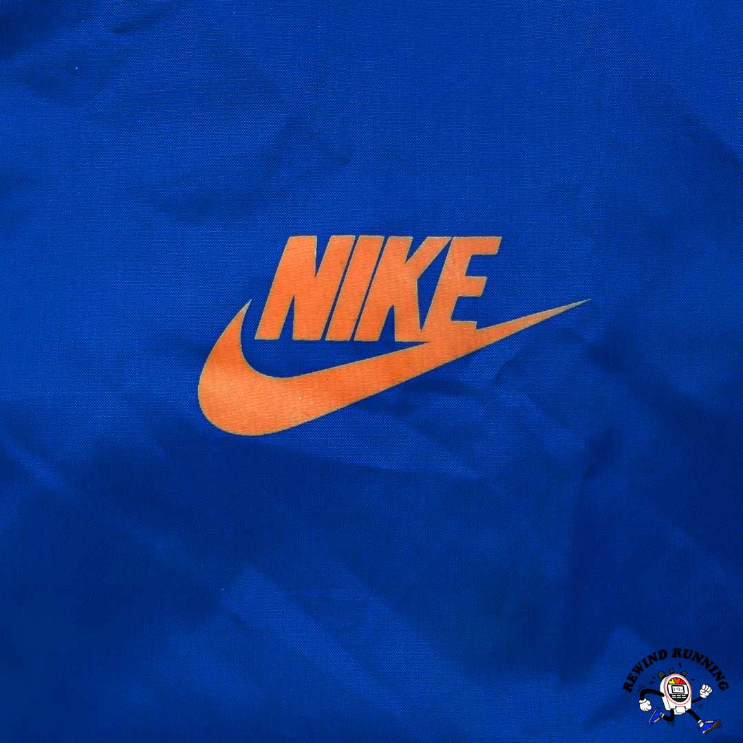 Nike Vintage Men's M 'Orange Tag' Blue Orange Windbreaker 70s 80s Zip Pullover Track Jacket Front Swoosh Logo