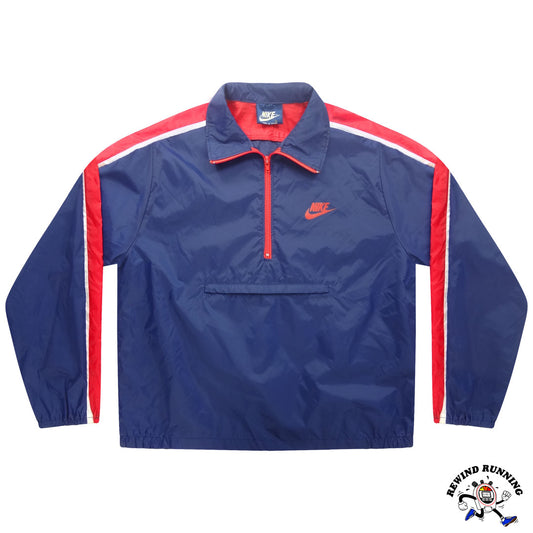 Nike Vintage Men's L 'Blue Tag' Blue Red White Windbreaker 80s Zip Pullover Track Jacket