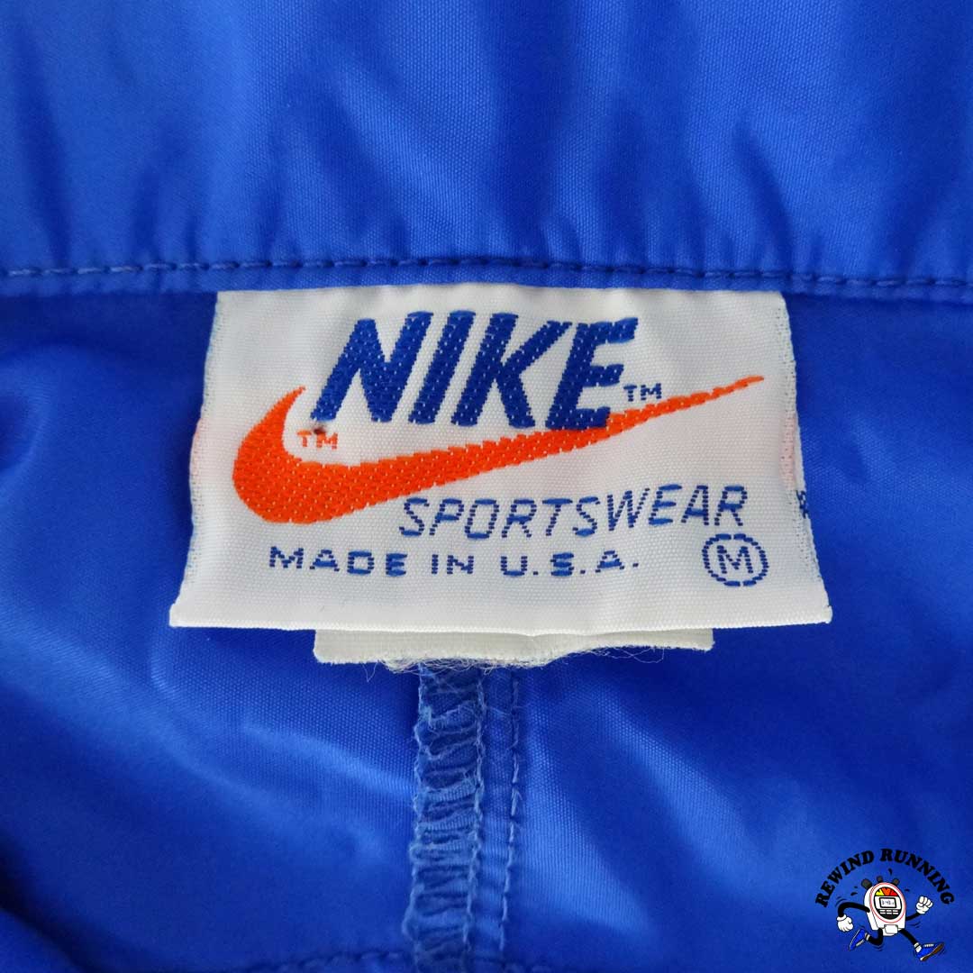 Nike Vintage Men's 'Orange Tag' Windbreaker Royal Blue Nike Swoosh Neck Label Made in the USA