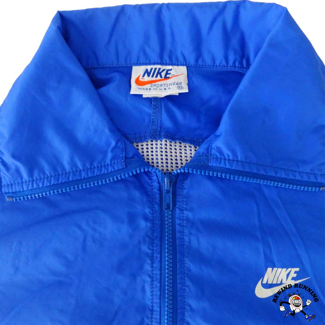 Nike Vintage Men's 'Orange Tag' Windbreaker Royal Blue Neck Label and Nike Swoosh Logo