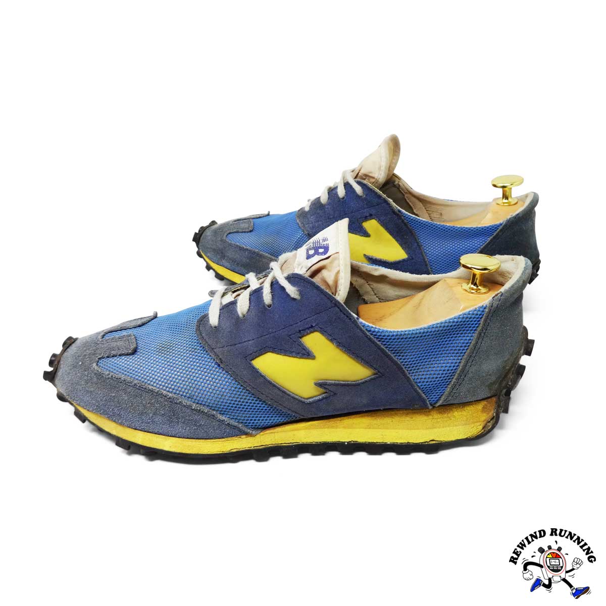 New Balance Blue Yellow 355 Vintage 1970s Sneakers running shoe with a brand logo on a white background
