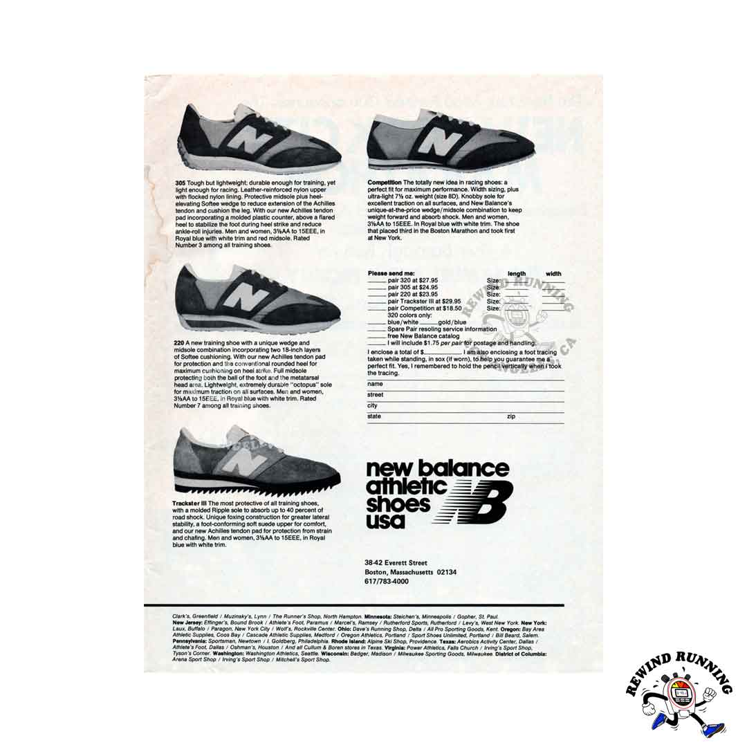 New Balance 305, 220, Trackster III and Competition 1977 vintage running shoes sneaker print ad