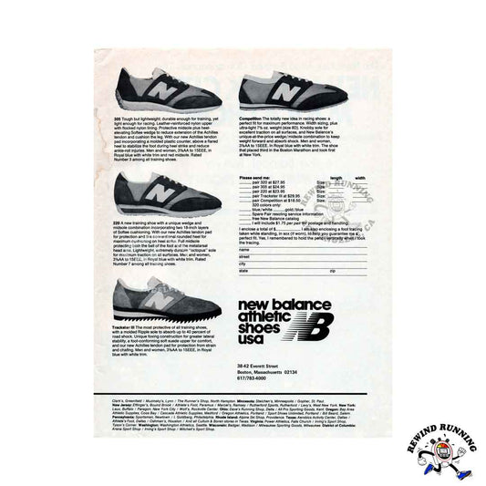 New Balance 305, 220, Trackster III and Competition 1977 vintage running shoes sneaker print ad
