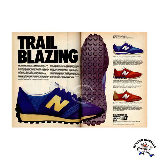 New Balance 'TRAIL BLAZING ' 355, 320, Trail, CrossCountry, & SuperComp 1978 vintage sneaker print ad