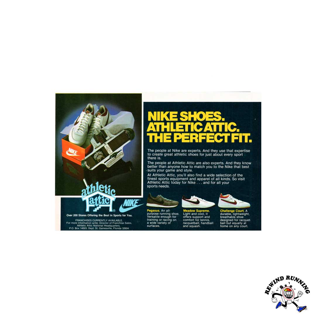 Nike Athletic Attic 1983 Pegasus, Meadow Supreme and Challenge Court Vintage Sneaker ad