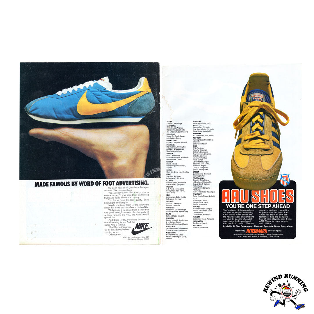 Nike Waffle Trainer & AAU vintage sneaker ad from 1977