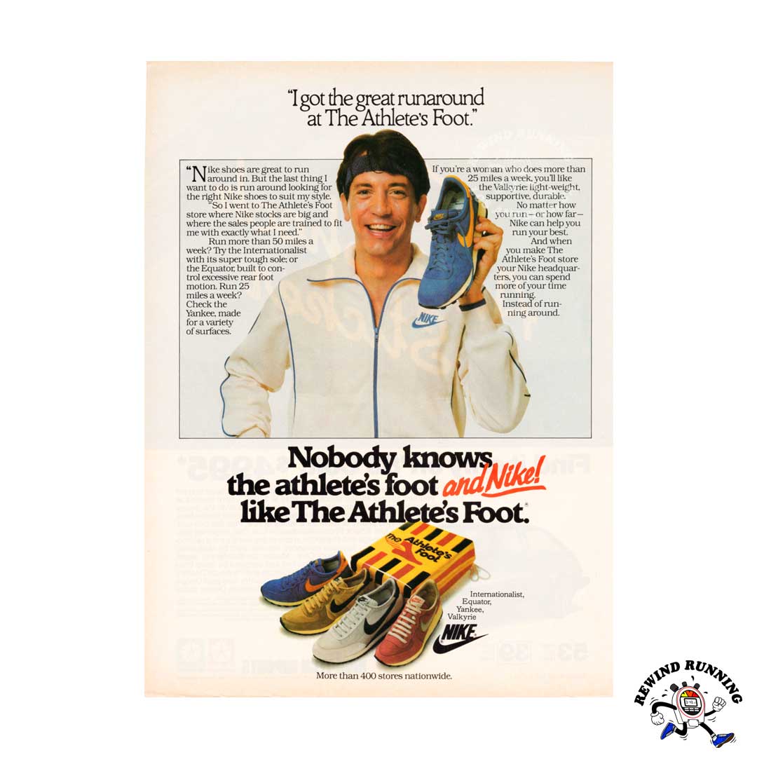 Nike Athlete's Foot 1982 Vintage Sneaker ad for the Internationalist, Equator, Yankee and Valkyrie