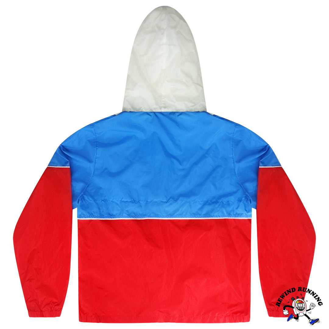 Vintage Nike Running Hooded Windbreaker 80s Red White Blue Color Block Track Jacket Large