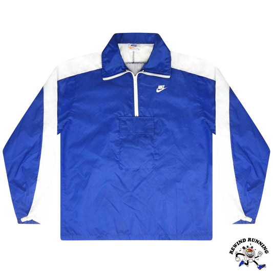 Nike Sportswear Vintage Navy Blue White 70s 80s Windbreaker Track Jacket Anorak 'Orange Tag' XL Front