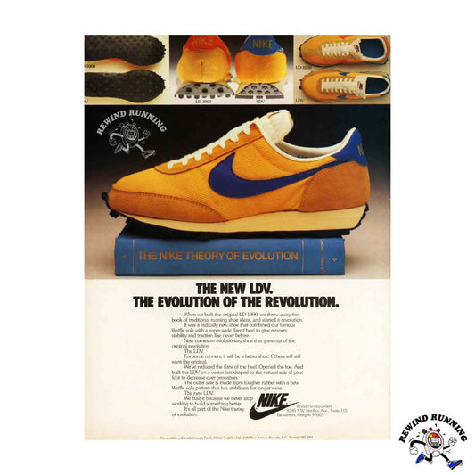 Nike Vintage LDV "Evolution of the Revolution" 1978 Running Shoes 70s Sneakers Print Advertisement