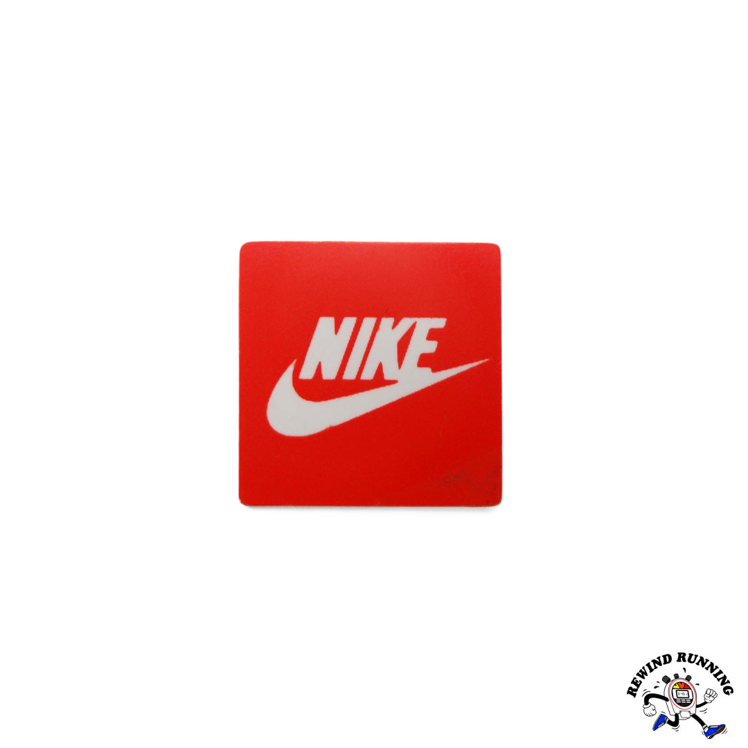 Nike Blaze Orange Vintage Swoosh Logo Square Plastic Lapel Pin Brooch