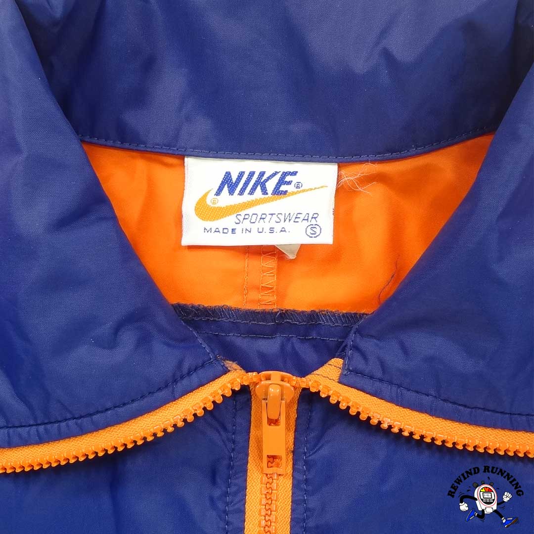 Nike Vintage Men's S 'Orange Tag' Blue Orange Windbreaker 70s 80s Zip Pullover Track Jacket Orange Tag