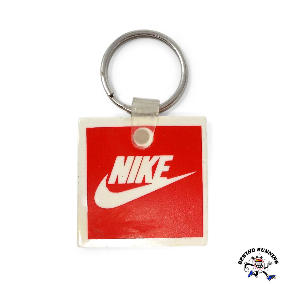 Nike Swoosh Logo Rare Vintage Orange Square Rubber Promo Keychain