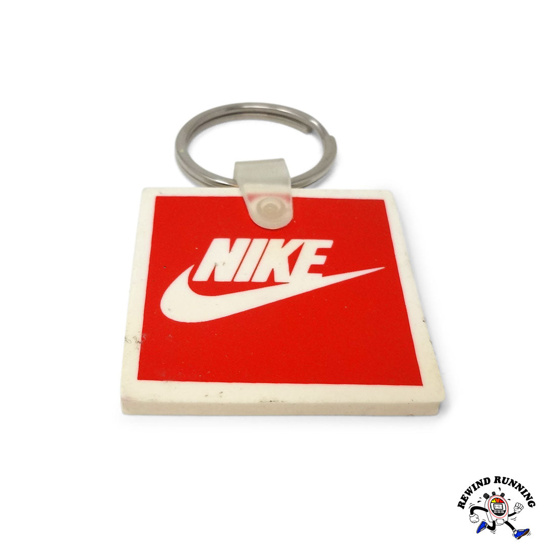 Nike Swoosh Logo Rare Vintage Blaze Orange Square Rubber Promo Keychain Keyring