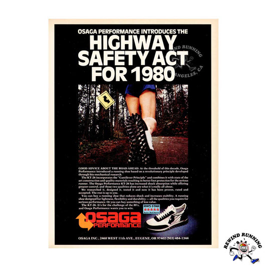 Osaga "Highway Safety Act" KT-26 Vintage 1980 Running Shoes Sneakers Print Ad