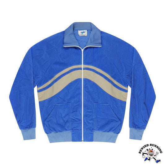 Osaga Vintage Men's XL 70s 80s Blue Tan Running Track Jacket