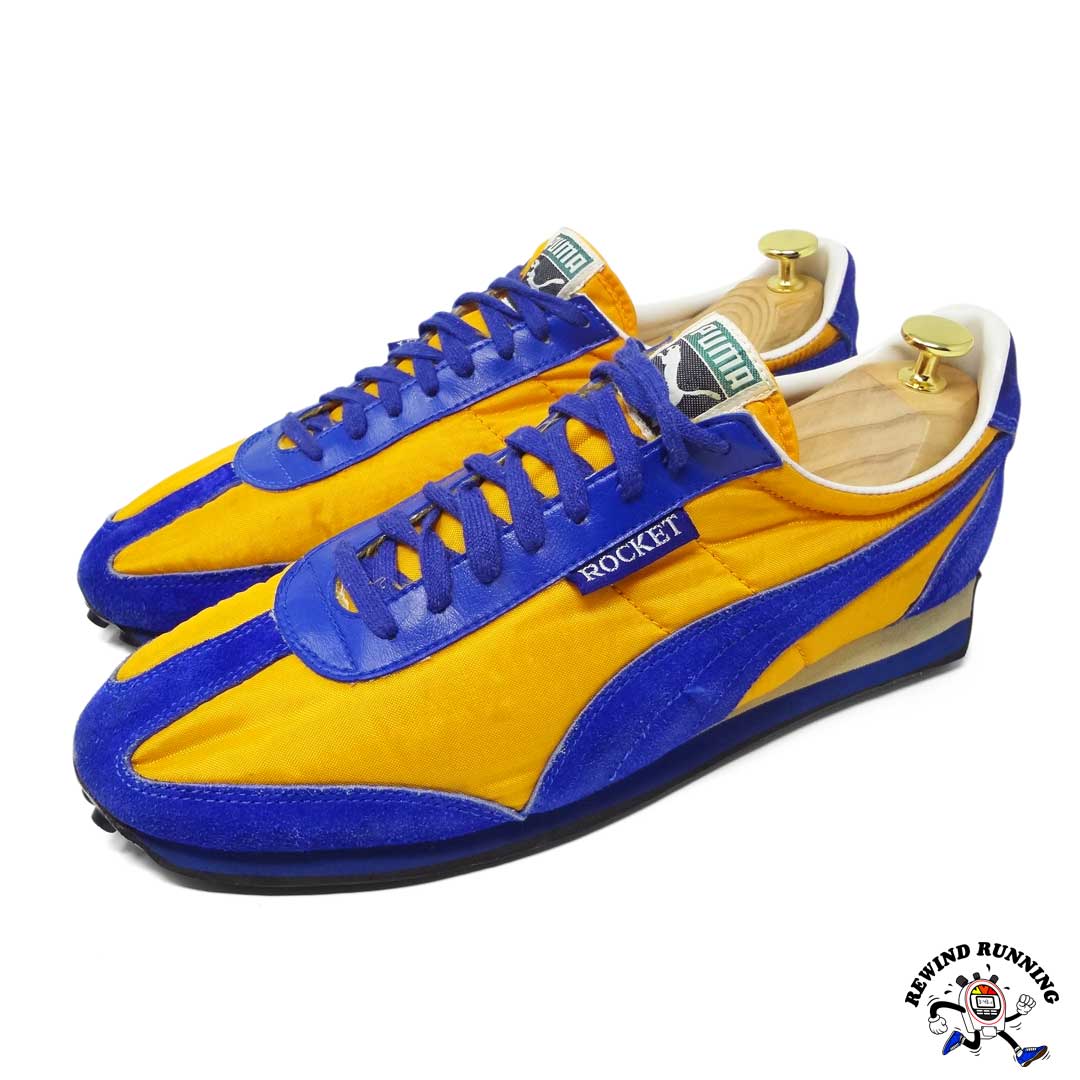 Puma Rocket Vintage 70s 80s Yellow & Blue Running Shoes Sneakers Men's Size 10.5 Trainers