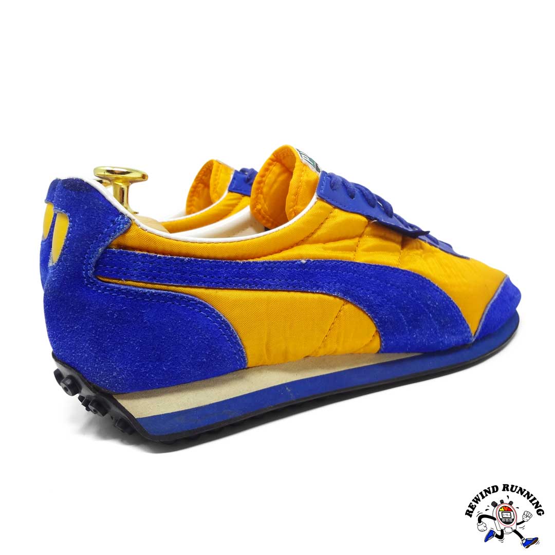 Puma Rocket Vintage 70s 80s Yellow & Blue Running Shoes Sneakers Men's Size 10.5 side logo view