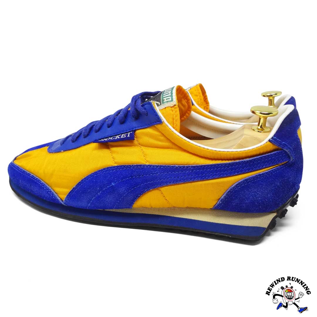 Puma Rocket Vintage 70s 80s Yellow & Blue Running Shoes Sneakers Men's Size 10.5 side view