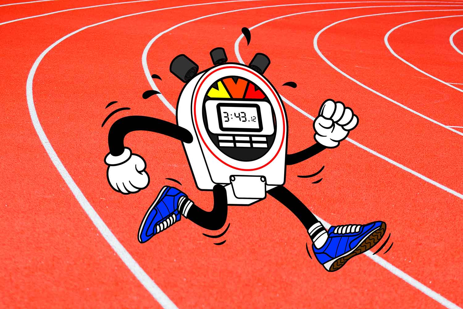 Rewind Running Track & Field Sweaty Stopwatch Logo