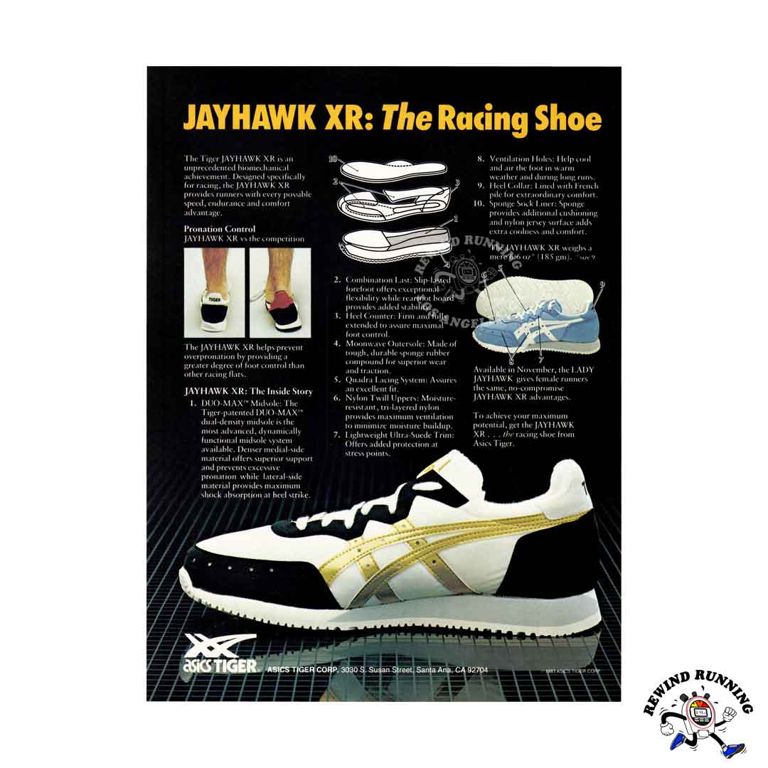 Jayhawk Riding Tiger Asics Tiger Jayhawk XR 1983 vintage sneaker print ad – Rewind Running™