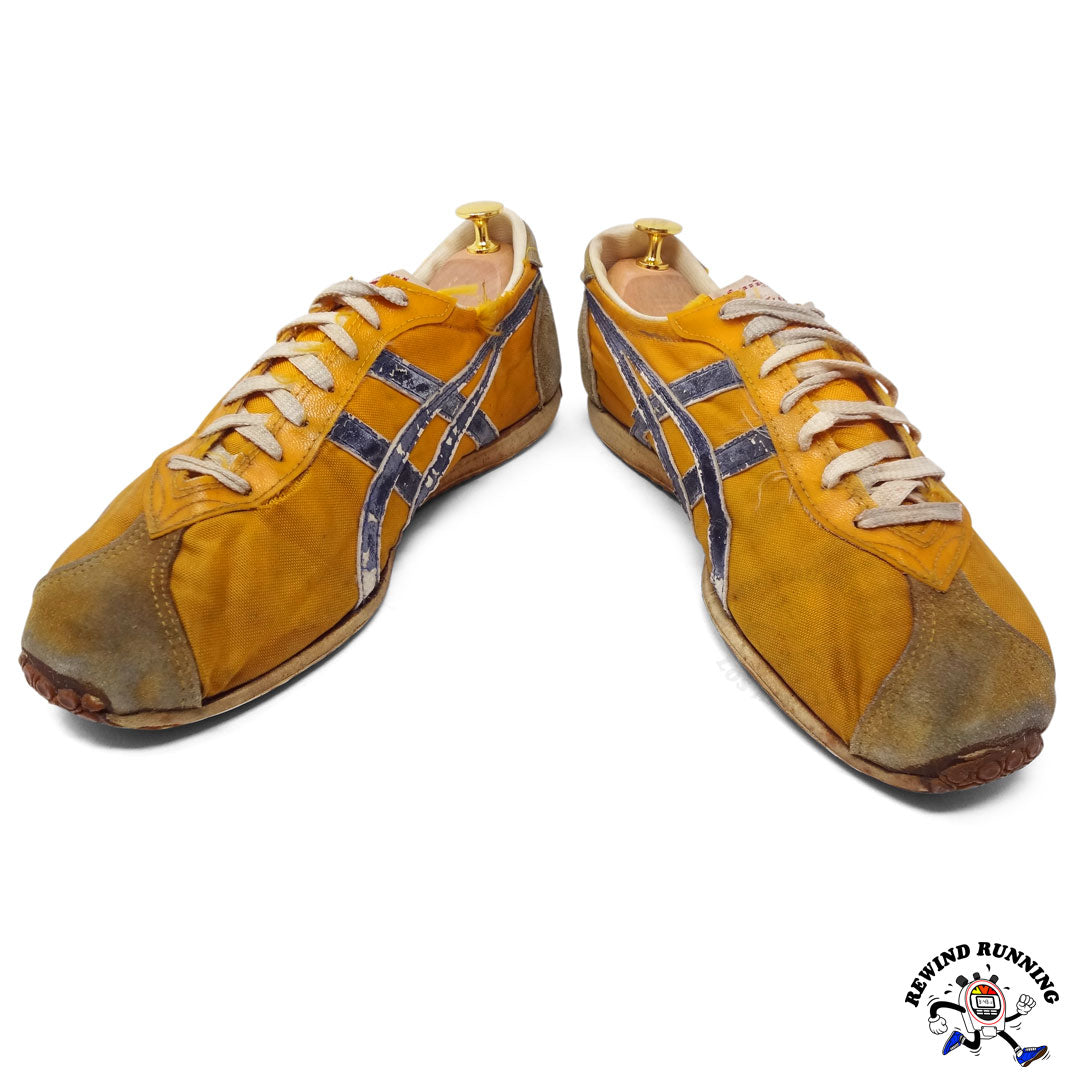 Asics Tiger Jayhawk Black Yellow Vintage Distressed Japan Made Men's Running Shoes Sneakers