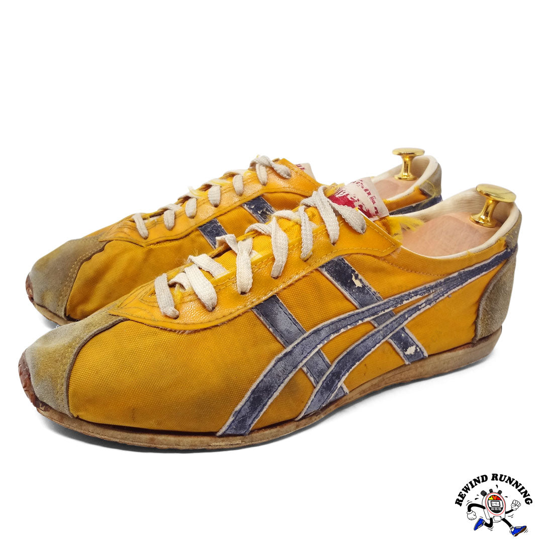 Asics Tiger Jayhawk Black Yellow Vintage Distressed Japan Made Men's Running Shoes Sneakers