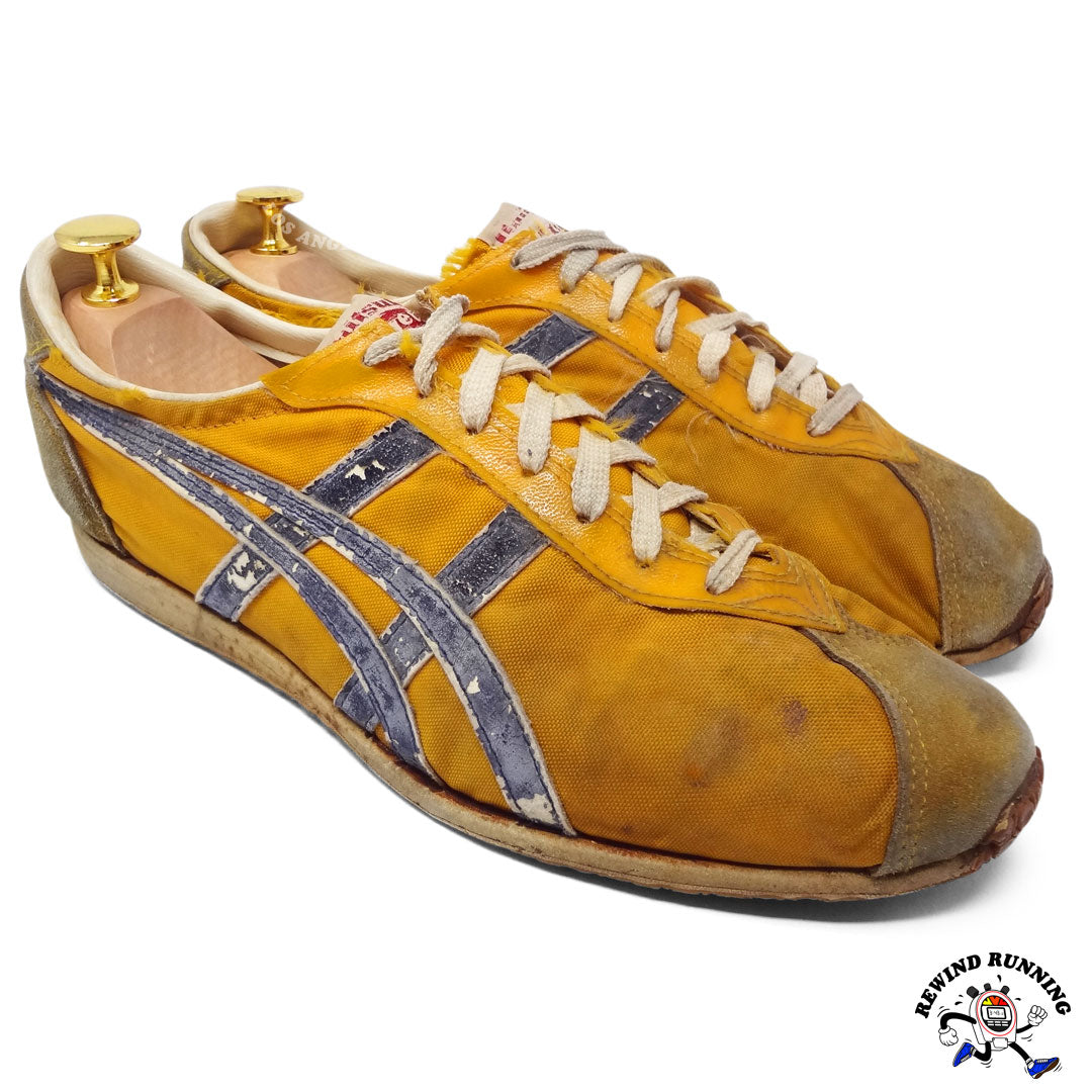 Asics Tiger Jayhawk Black Yellow Vintage Distressed Japan Made Men's Running Shoes Sneakers