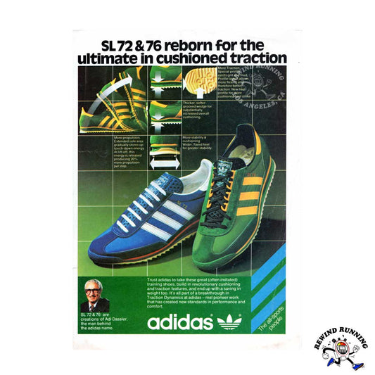 adidas 1978 Vintage SL72 and SL76 Running Shoes Sneaker Print Ad