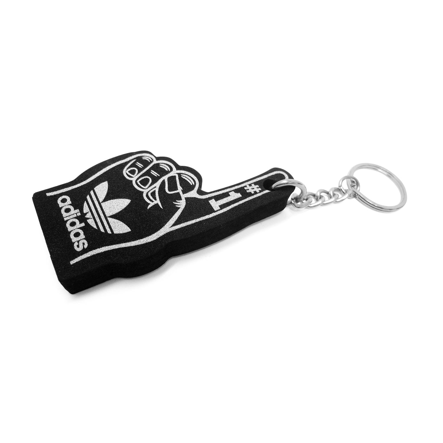Adidas Trefoil Black Number 1 Mini Foam Fingers Sports Promo Keychain side view