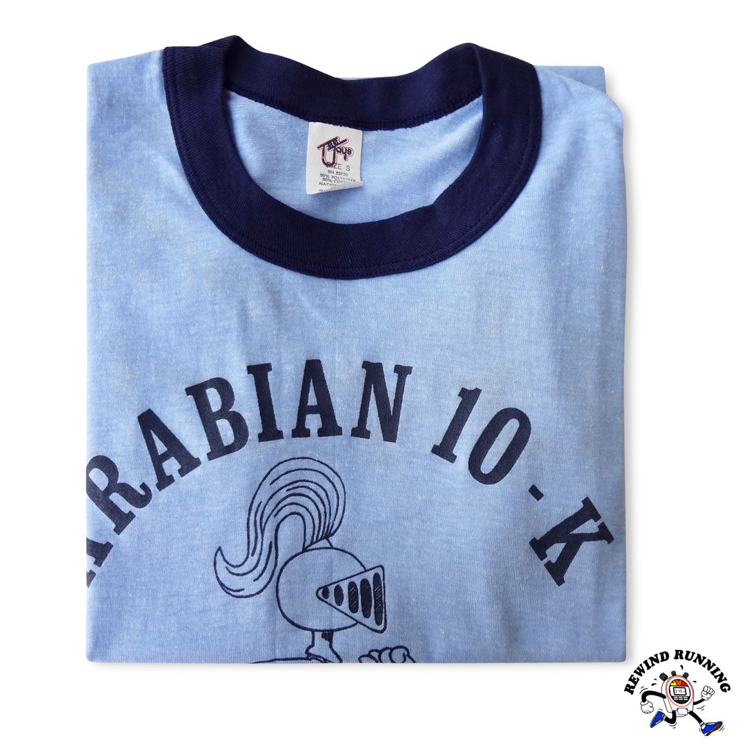 Arabian 10K Osaga Shoes Vintage Ringer T-Shirt Mens S Arab Alabama Running Club 80s Folded