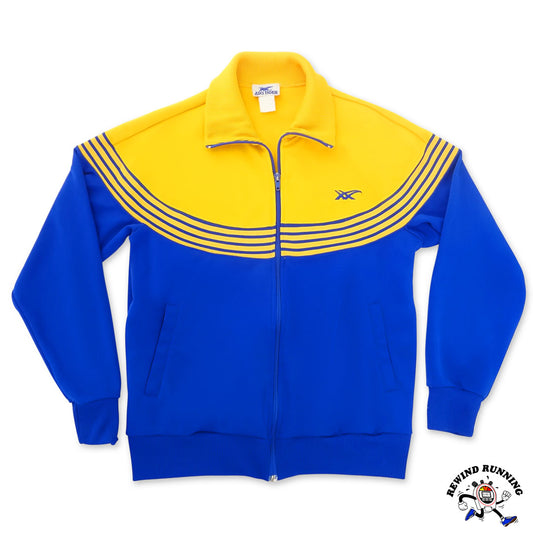 Asics Tiger Vintage 70s 80s Yellow and Blue Striped Bend Oregon Track Jacket Medium Front