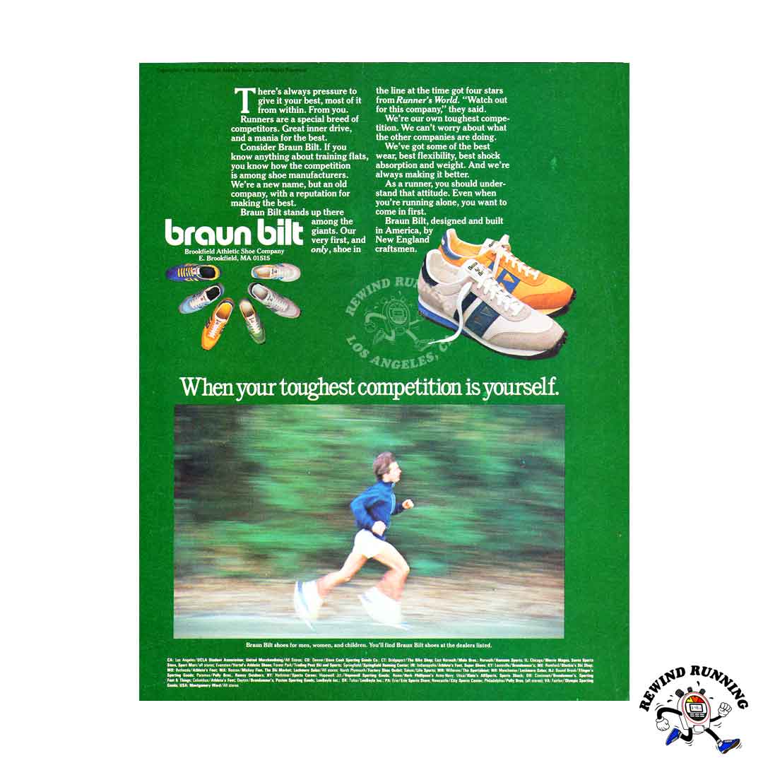 Braun Bilt 1979 vintage running shoes ad