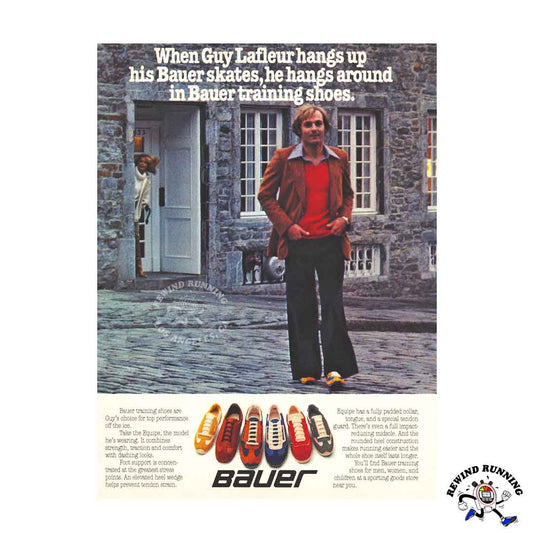 Bauer Equipe 1978 vintage sneakers ad featuring Guy Lafleur