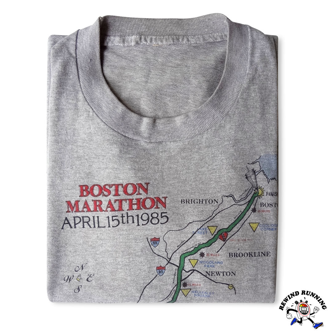 Boston Marathon April 15, 1985 Rare Vintage Course Map T-Shirt