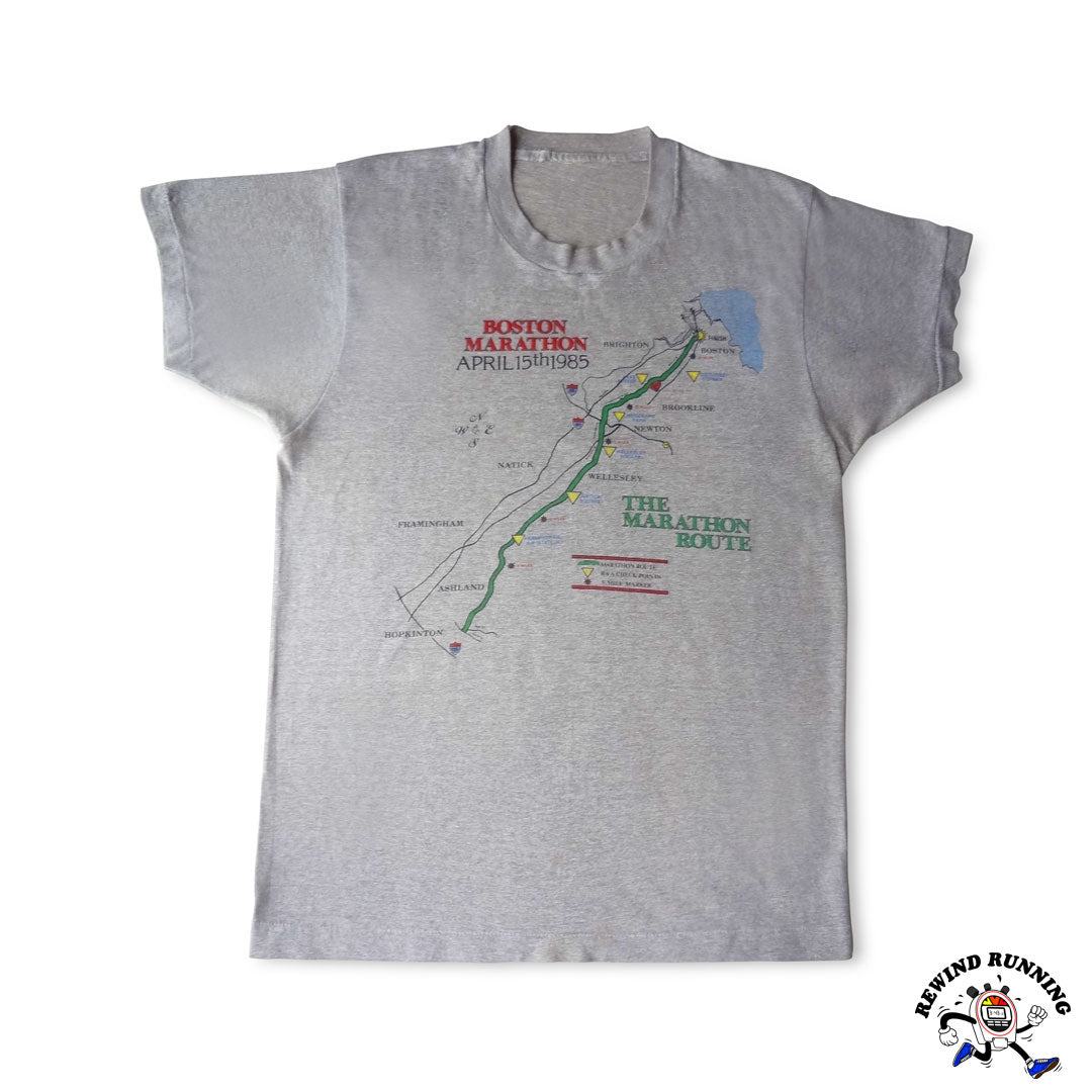 Boston Marathon April 15, 1985 Rare Vintage Course Map T-Shirt