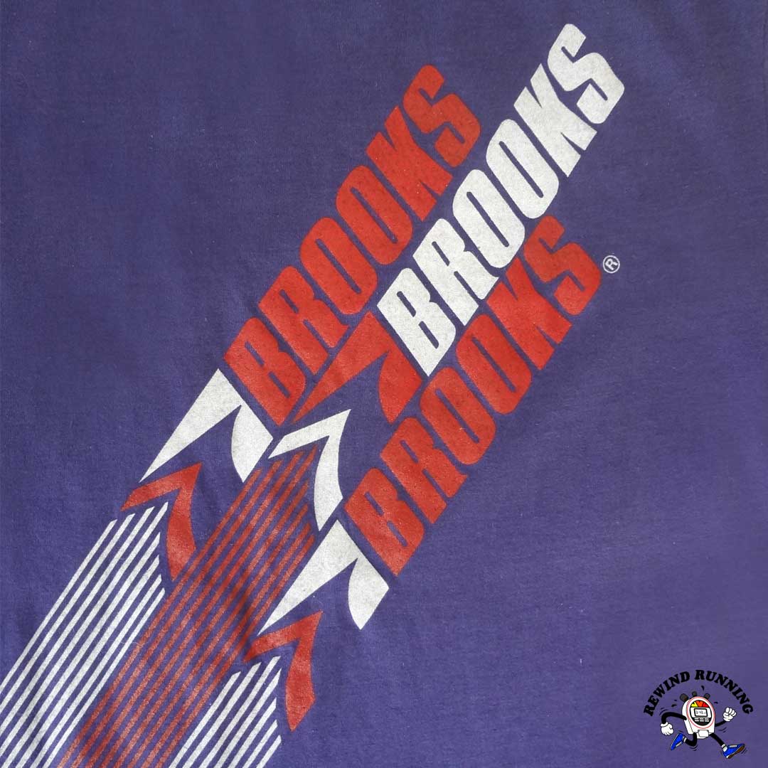 Brooks Running Vintage 80s Blue Logo T-Shirt Men's Medium Logo Detail