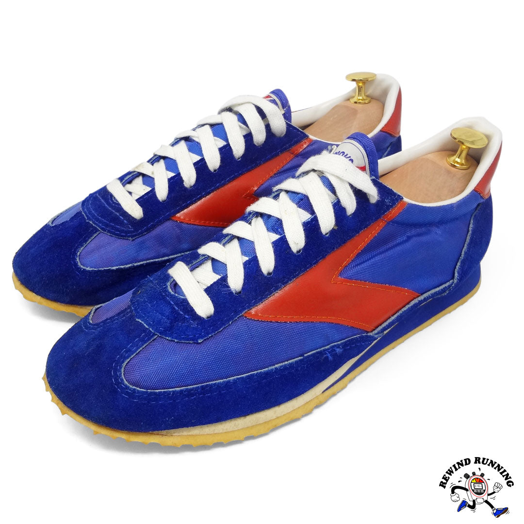 Brooks Super Villanova NOS Deadstock Vintage 70s Sneakers Running Shoes Men's Size 11 Blue Orange-Red Mid 3-4 View