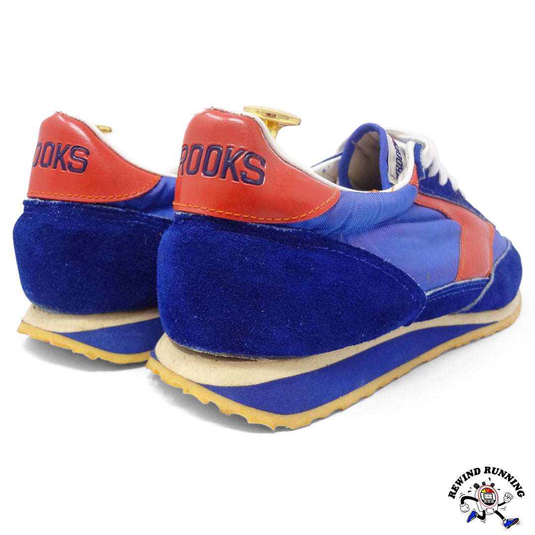 Brooks Super Villanova NOS Deadstock Vintage 70s Sneakers Running Shoes Men's Size 11 Blue Orange-Red rear heel
