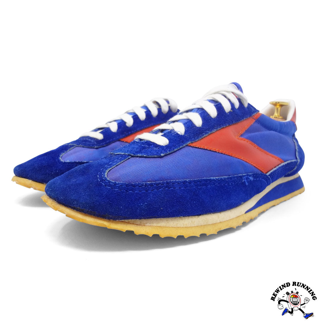 Brooks Super Villanova NOS Deadstock Vintage 70s Sneakers Running Shoes Men's Size 11 Blue Orange-Red 3-4- view
