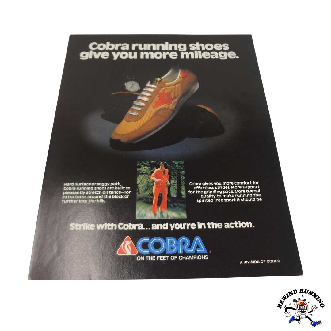 Cobra Brand Running Shoes 1979 Vintage Sneaker Print Ad