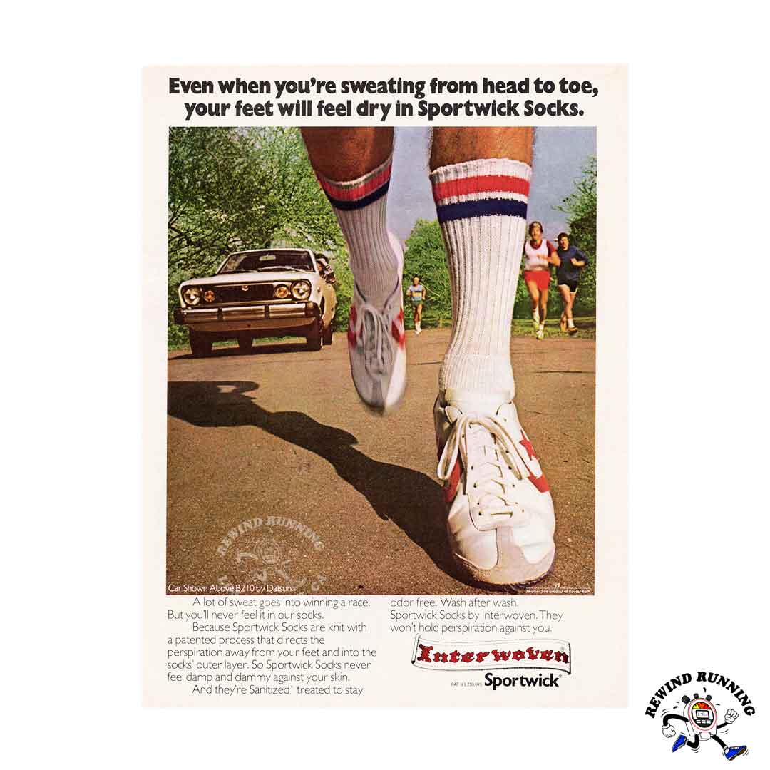 Converse One-Star vintage running shoes in a 1977 Interwoven Sportwick print ad