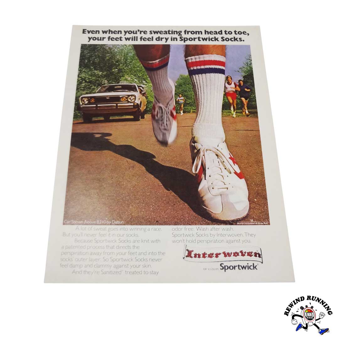 Converse One-Star vintage running shoes in a 1977 Interwoven Sportwick print ad