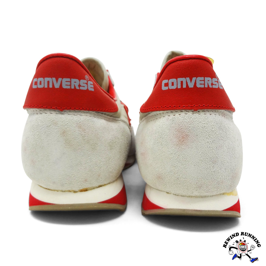 Converse 80s Gray and Red Vintage Running Shoes Sneakers rear heel