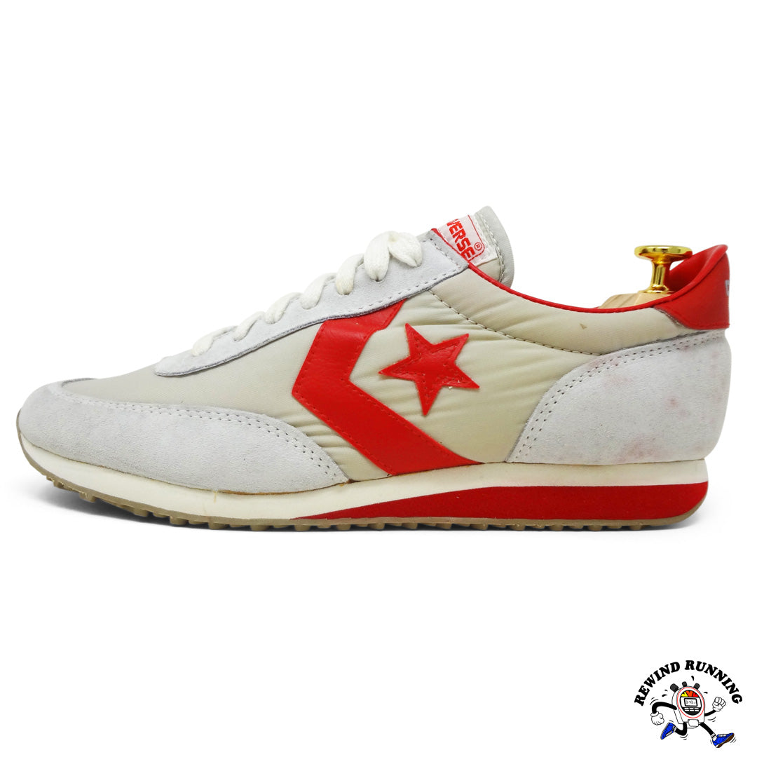 Converse 80s Gray and Red Vintage Running Shoes Sneakers profile view